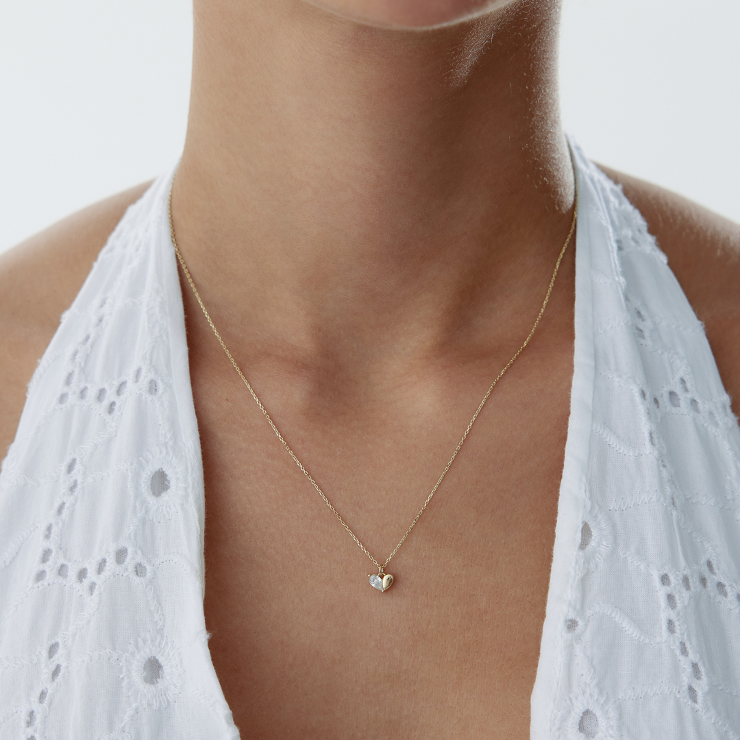 Yarı Taşlı Kalp Kolye - 2