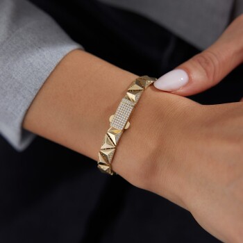 Yarı Taşlı Kilit Piramit Bileklik - Özer