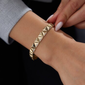 Yarı Taşlı Kilit Piramit Bileklik - Özer (1)