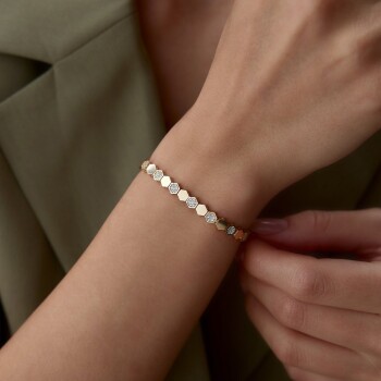 Yarım Taşlı Sıra Altıgen Bileklik - Rayna