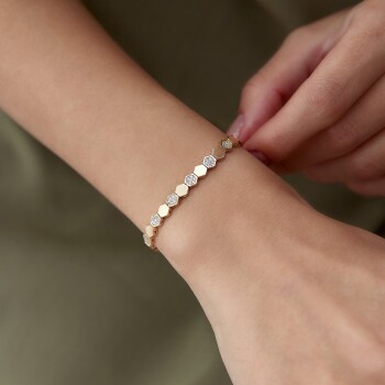 Yarım Taşlı Sıra Altıgen Bileklik - Rayna (1)