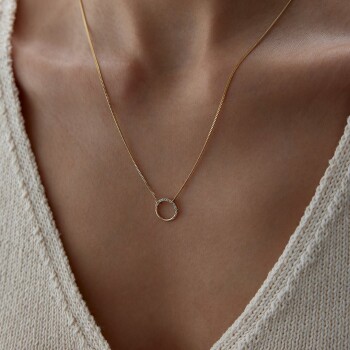 Yarım Tur Taşlı Charm Kolye - Alen (1)