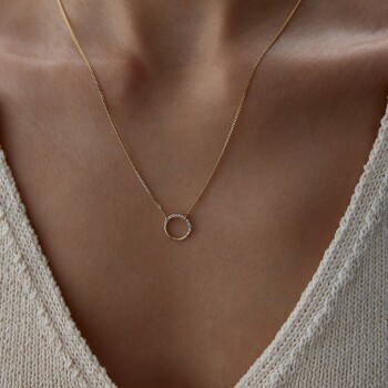 Yarım Tur Taşlı Charm Kolye - 3