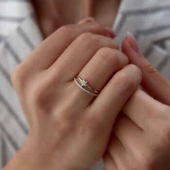 Yarımtur Star İkili Yüzük - Mazi