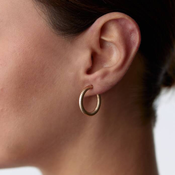 Yatay Çizgili Halka Küpe - 1