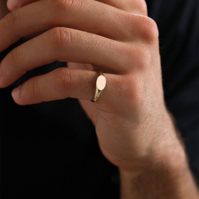 Yatay Elips Şövalye Erkek Yüzük - 1