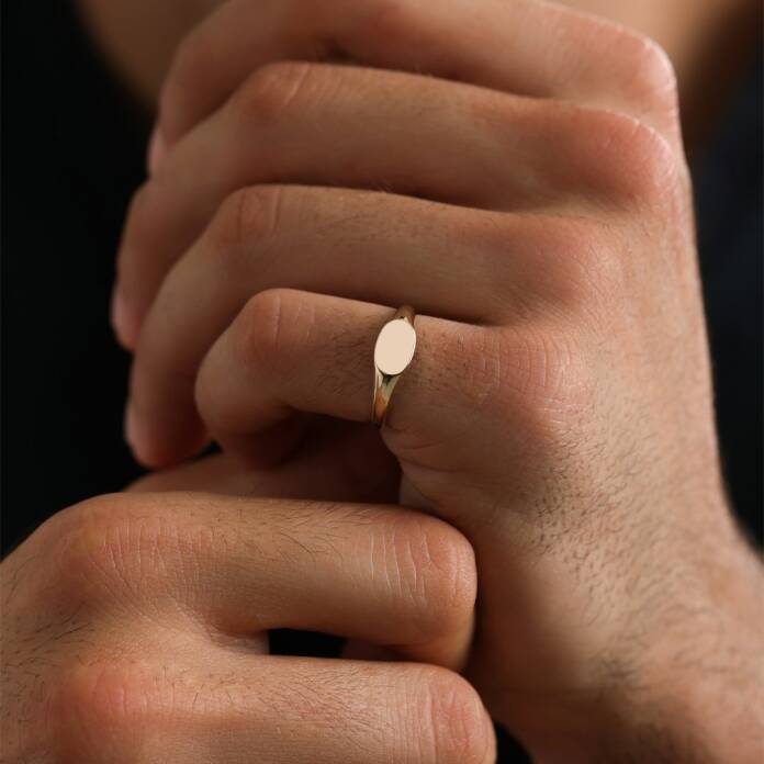 Yatay Elips Şövalye Erkek Yüzük - 2