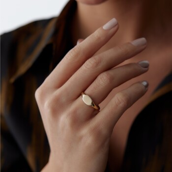 Yatay Elips Şovalye Yüzük - Nüans (1)