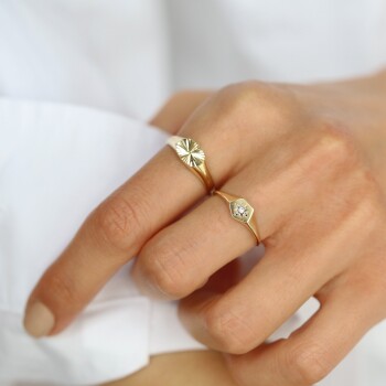 Yatay Elips Şovalye Yüzük - Nüans (1)