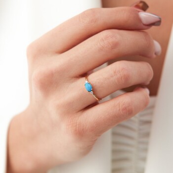 Yatay Firuze Yüzük - Cemart