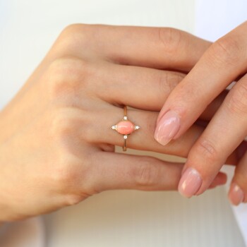 Yavruağzı Renk Opal Yüzük - Vedat