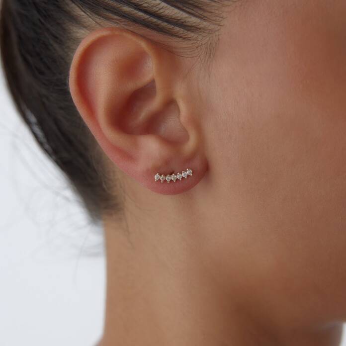 Yedi Taş Vidalı Küpe - 1