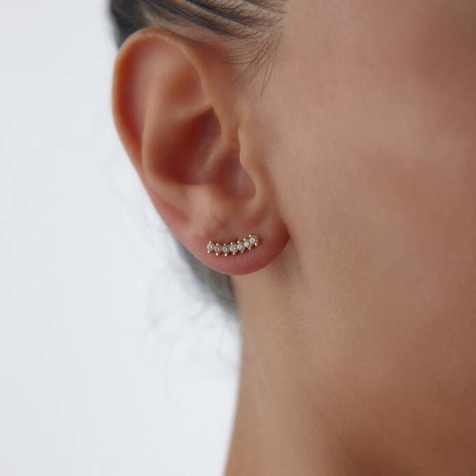 Yedi Taş Vidalı Küpe - 2