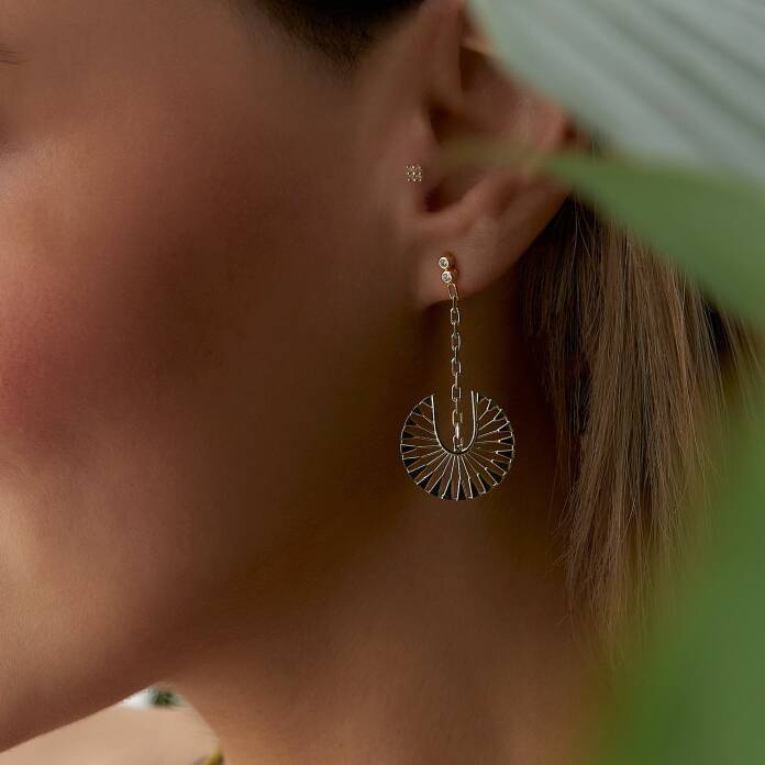 Yelpaze Zincir Sallantılı Küpe - 1