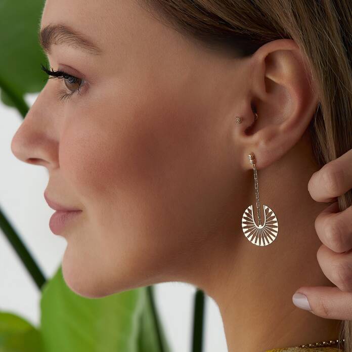 Yelpaze Zincir Sallantılı Küpe - 2