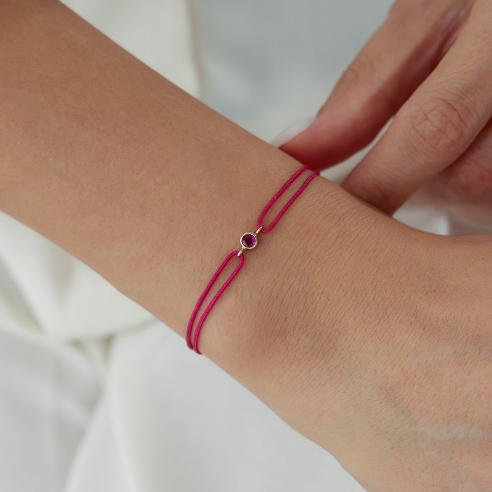 Yengeç Burcu Ruby İpli Bileklik - Simoro