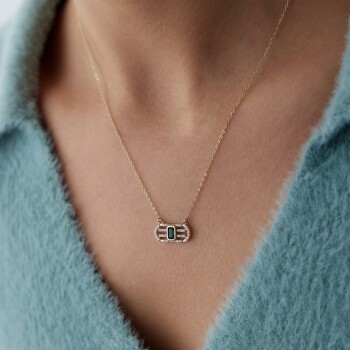 Yeşil Baget Kaburga Kolye - Rayna (1)