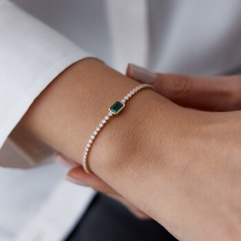Yeşil Baget Taşlı Su Yolu Bileklik - Rayna (1)