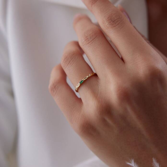 Yeşil Bagetli Dövme Yüzük - 1