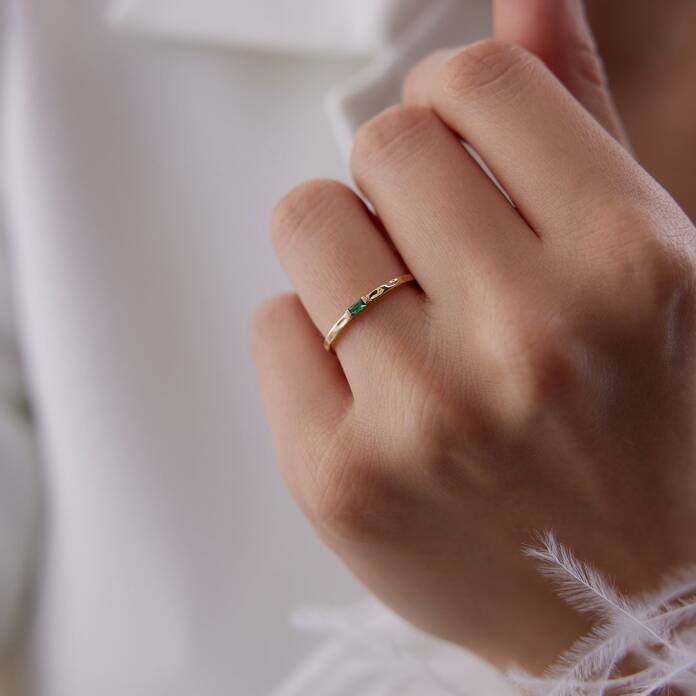 Yeşil Bagetli Dövme Yüzük - 2