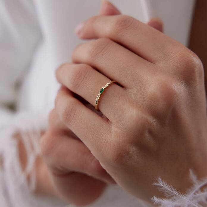 Yeşil Bagetli Dövme Yüzük - 3