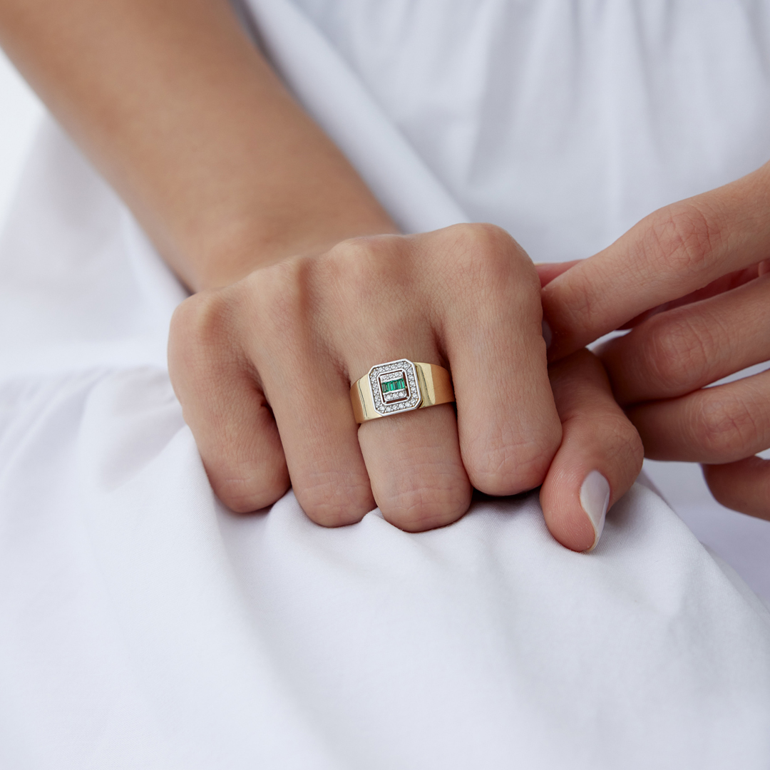 Yeşil Bagetli Şovalye Yüzük - 1