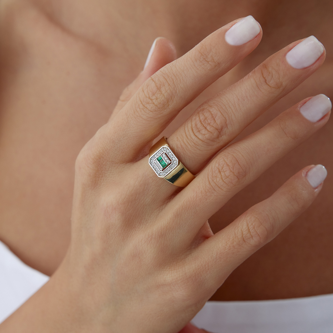 Yeşil Bagetli Şovalye Yüzük - 2