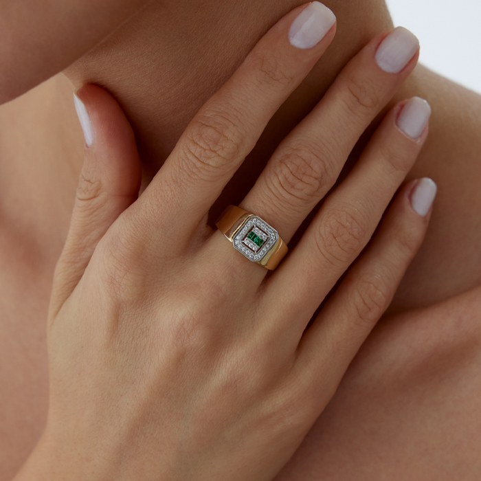 Yeşil Bagetli Şovalye Yüzük - 3