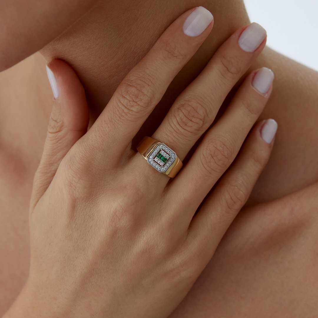 Yeşil Bagetli Şovalye Yüzük - 3