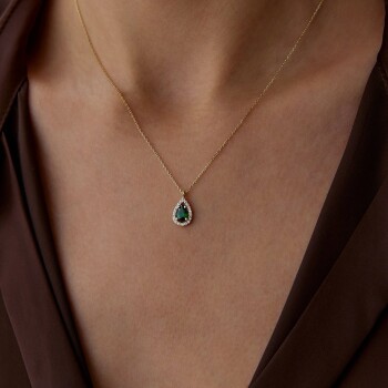 Yeşil Damla Baget Kolye - Özçelik