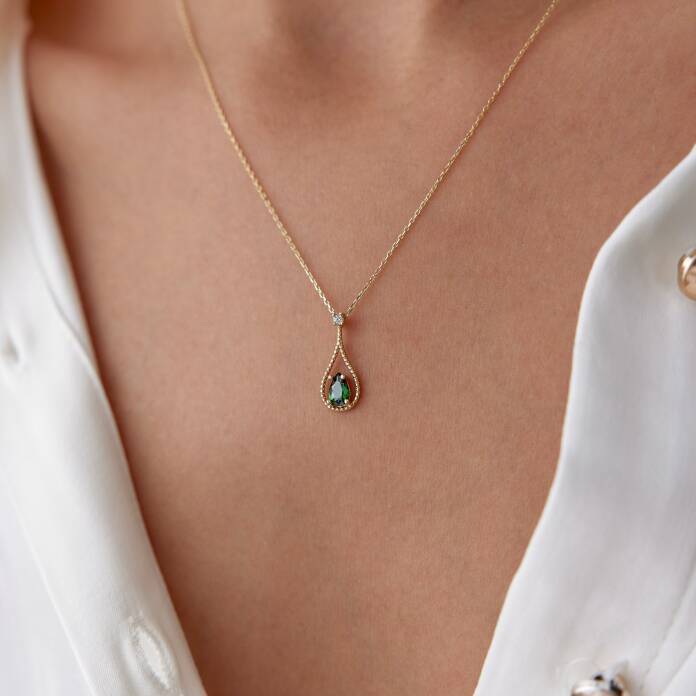 Yeşil Damla Taşlı Kolye - 2