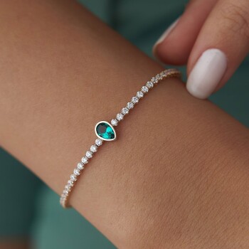 Yeşil Damla Taşlı Su Yolu Bileklik - Rayna