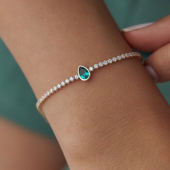 Yeşil Damla Taşlı Su Yolu Bileklik - Rayna (1)