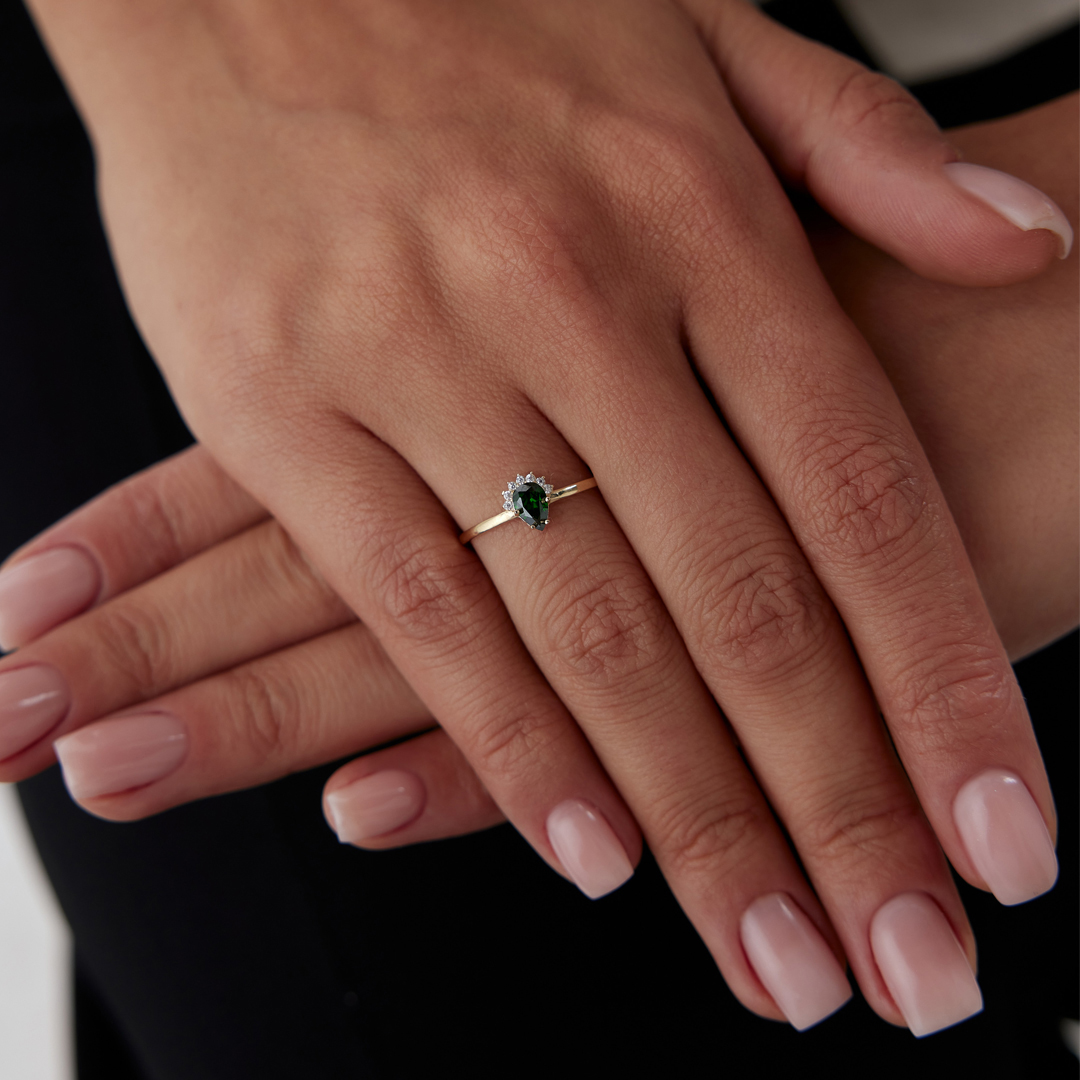 Yeşil Damla Taşlı Yüzük - 2