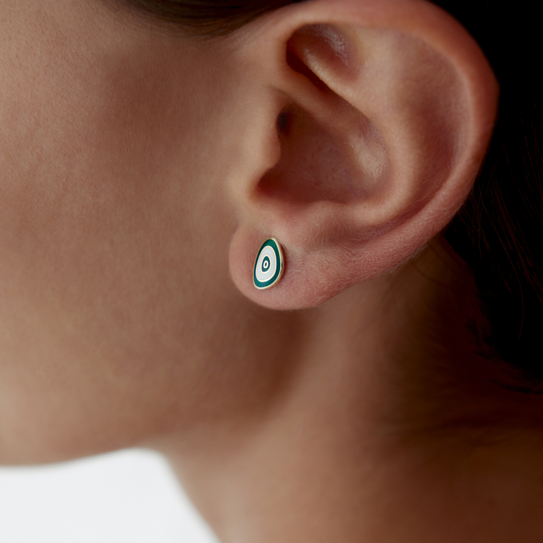 Yeşil Mineli Eye Küpe - 2