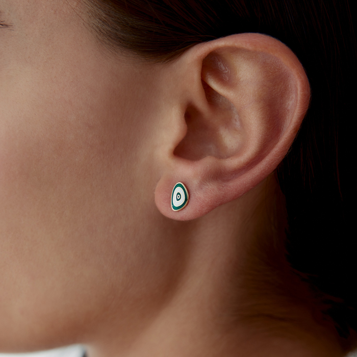 Yeşil Mineli Eye Küpe - Cemart