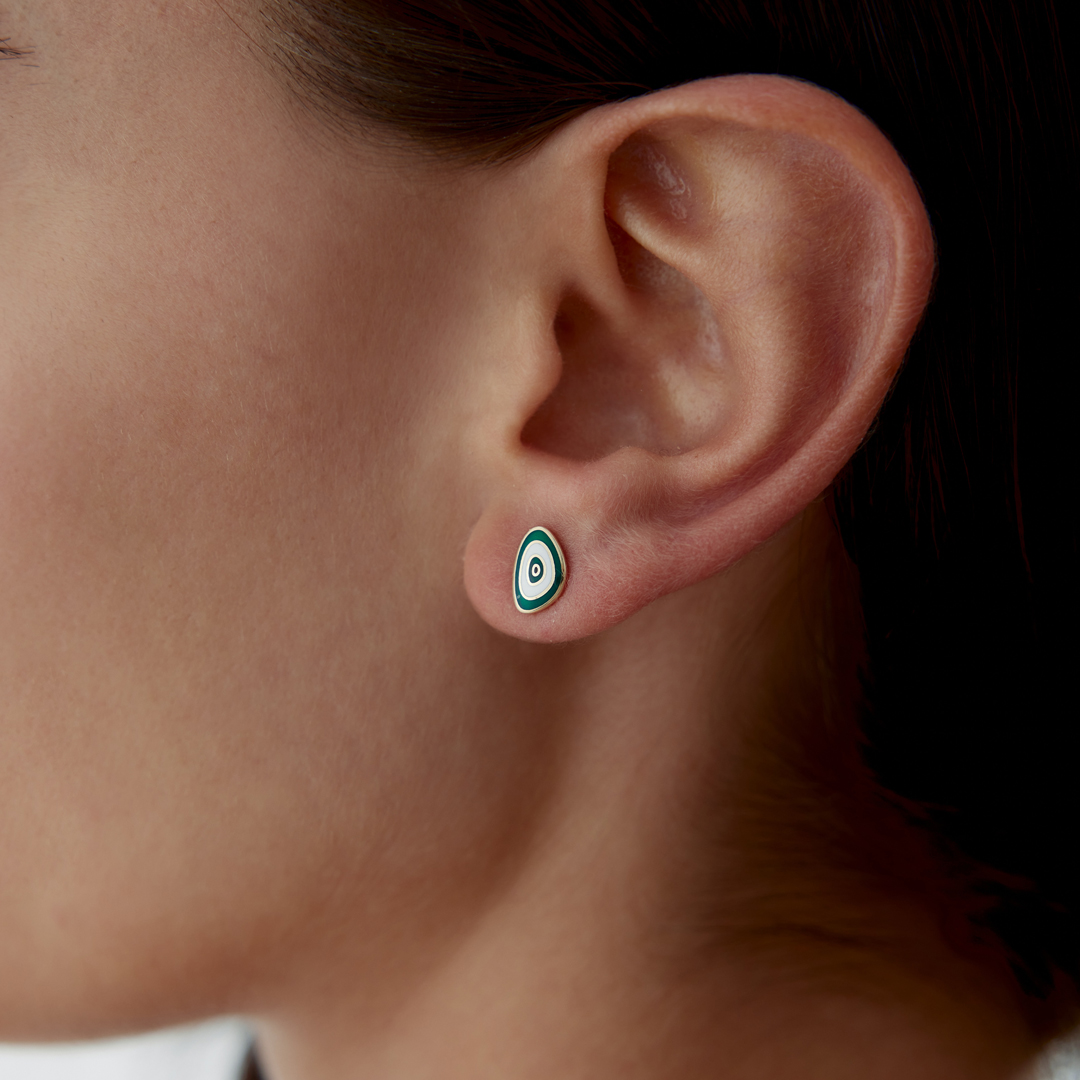 Yeşil Mineli Eye Küpe - 1