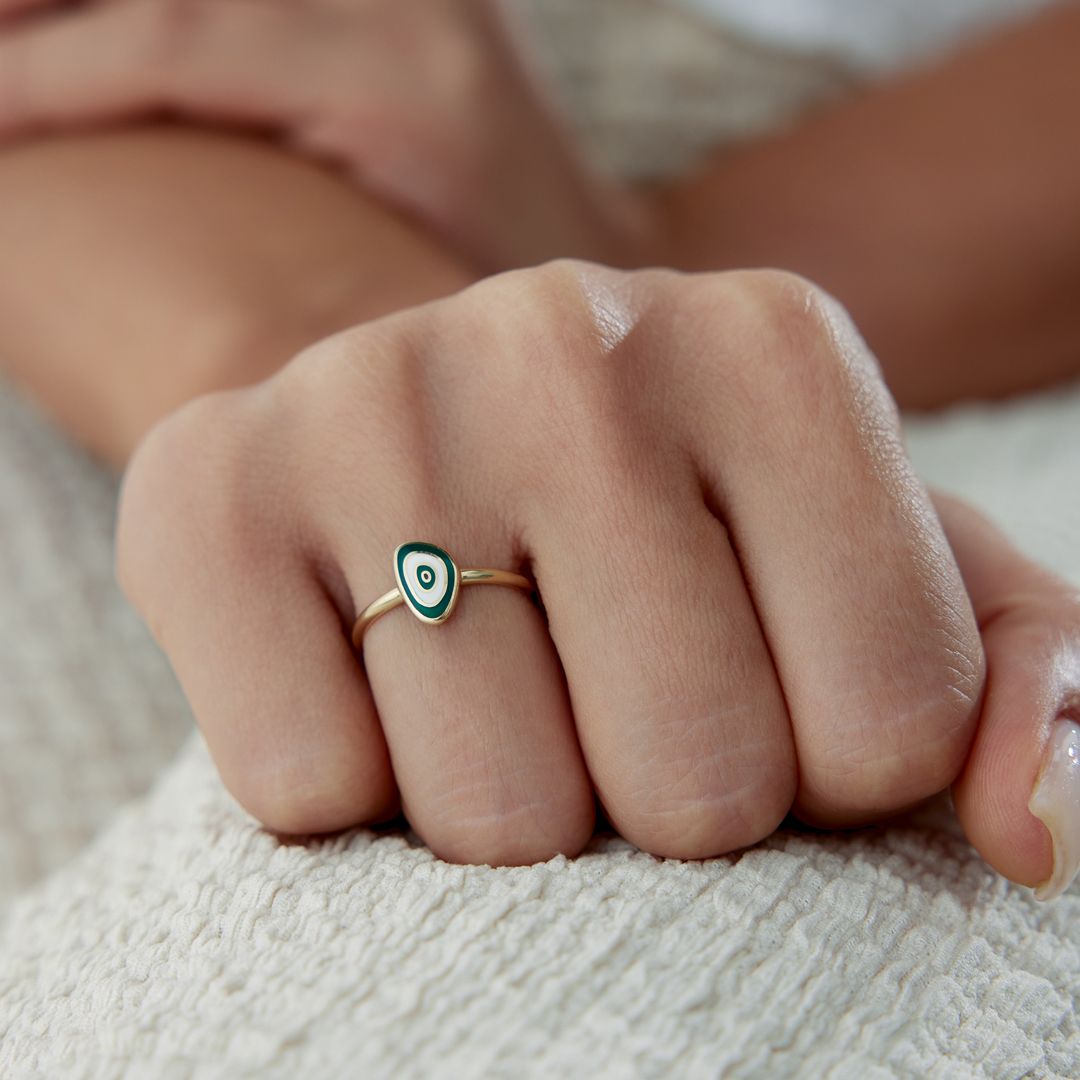 Yeşil Mineli Eye Yüzük - 1