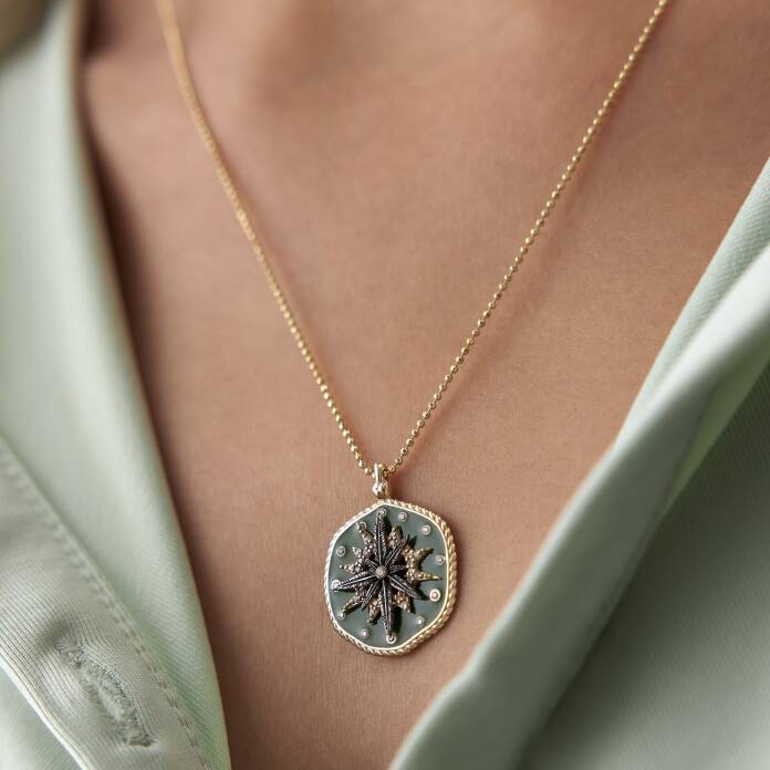 Yeşil Mineli Pusula Kolye - 3