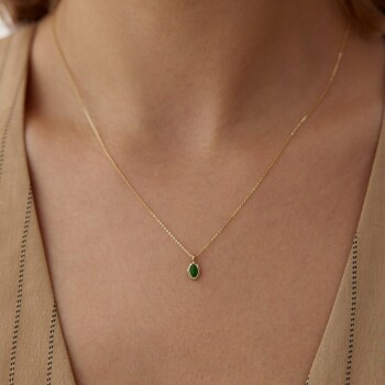 Yeşil Mineli Vintage Kolye - Alen