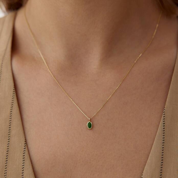 Yeşil Mineli Vintage Kolye - 1