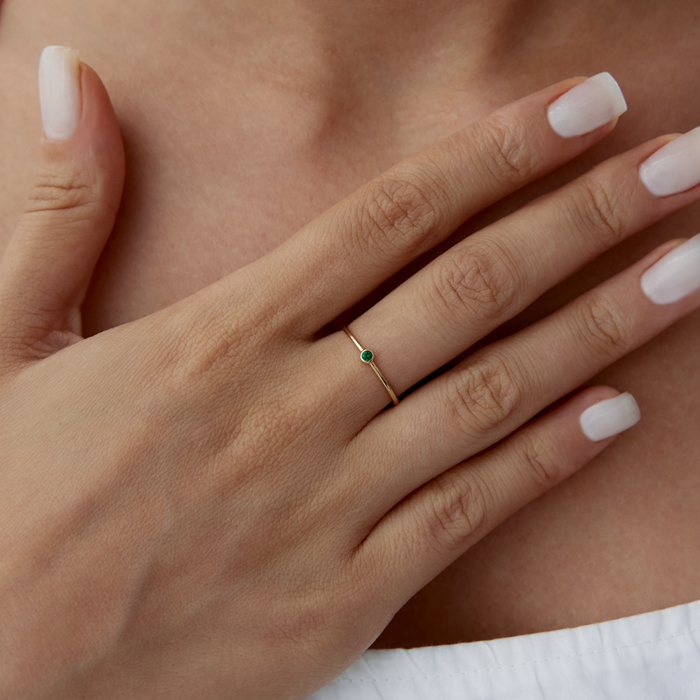 Yeşil Mini Tektaş Yüzük - 3