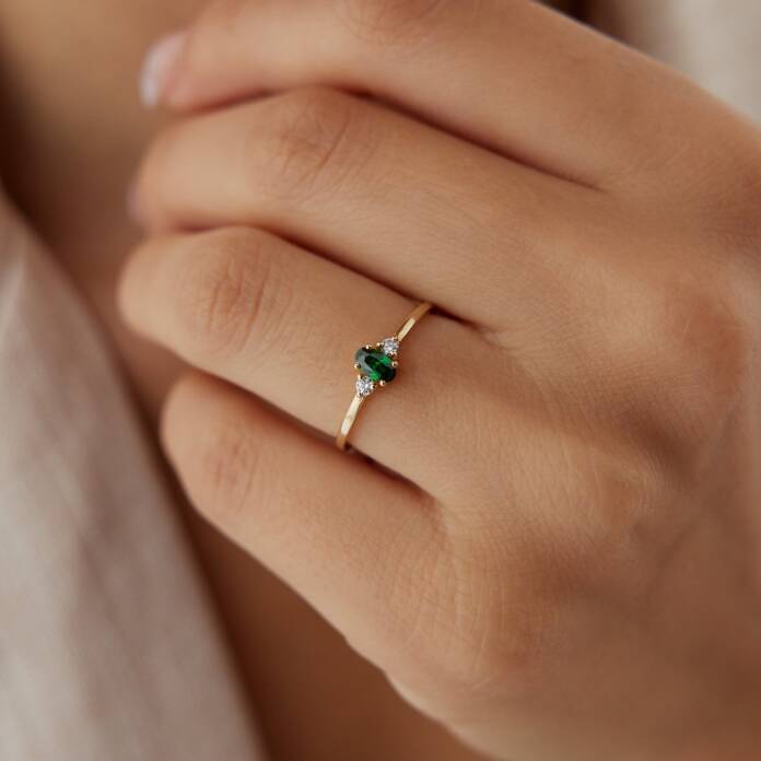 Yeşil Oval Taşlı yüzük - 1