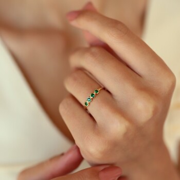 Yeşil Sıra Taşlı Yüzük - 1