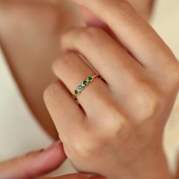 Yeşil Sıra Taşlı Yüzük - 2