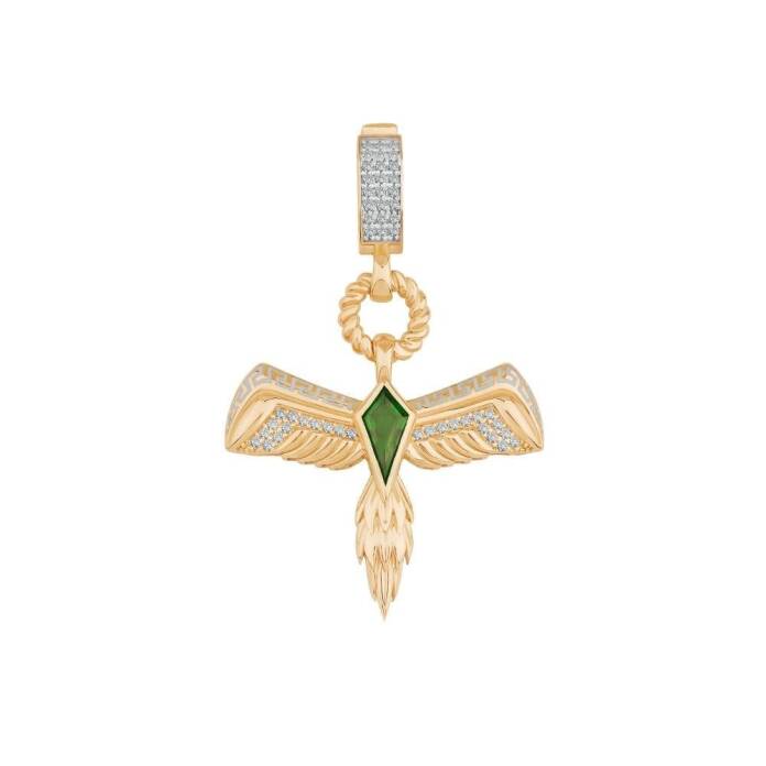 Yeşil Taşlı Anka Kuşu Charm - 1