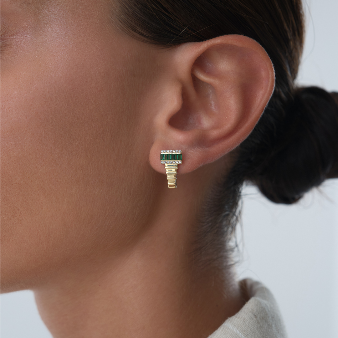 Yeşil Taşlı Aura Küpe - 1