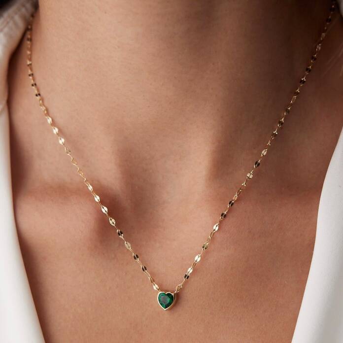 Yeşil Taşlı Boomerang Kolye - 1