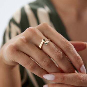 Yeşil Taşlı Kıvrım Yüzük - 2