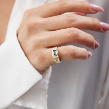 Yeşil Taşlı Şovalye Yüzük - Rayna (1)